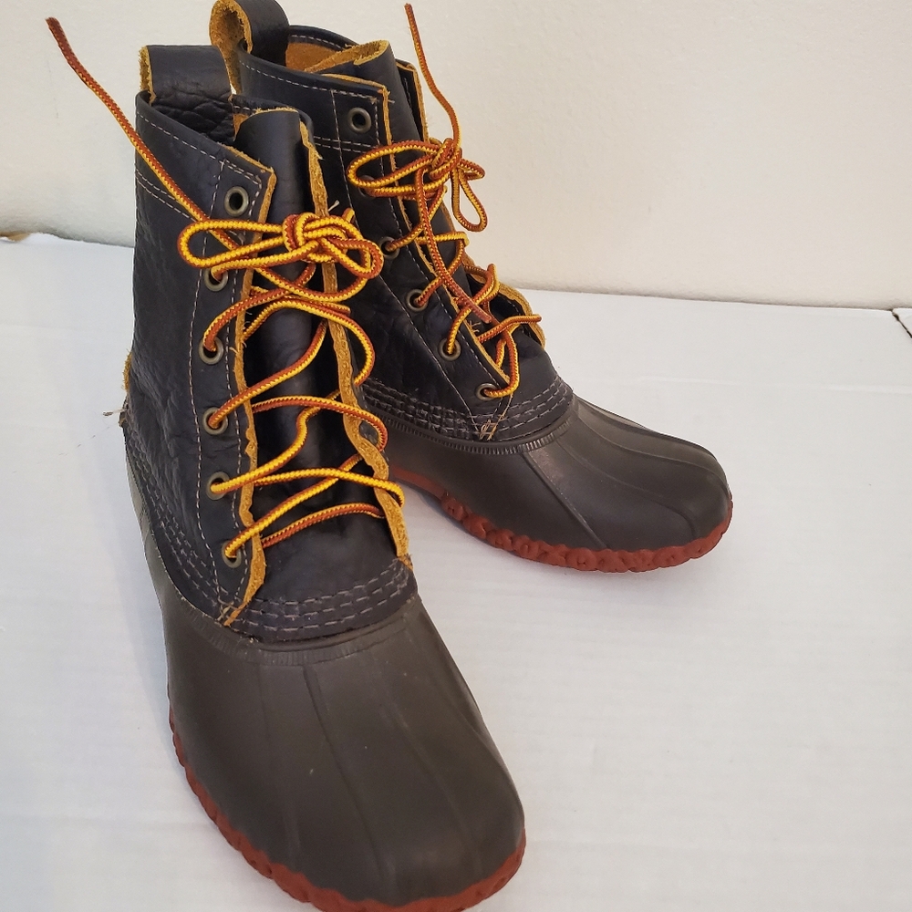 L.L.Bean 8" Bison Bean Women's Leather Boots Size 6M Brown/Brick Red Waterproof